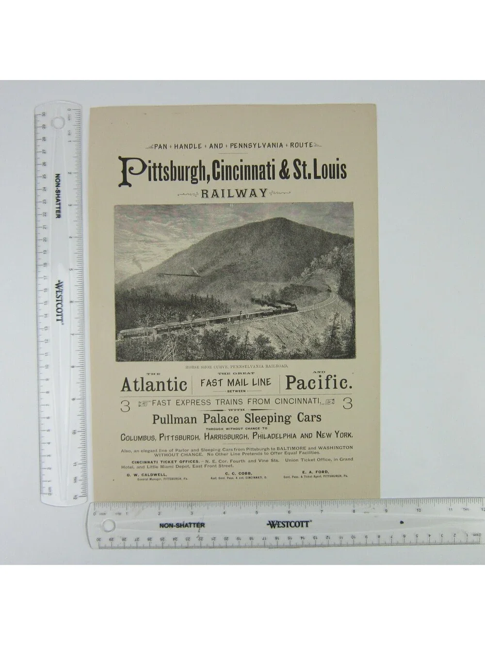 Antique Pittsburgh Cincinnati St. Louis Railway Advertising Jeffras Seely & Co
